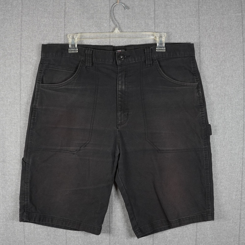 DIckies Mens Black 36x9.5 Distressed Sun Fade Canvas Carpenter Utility Shorts‎
